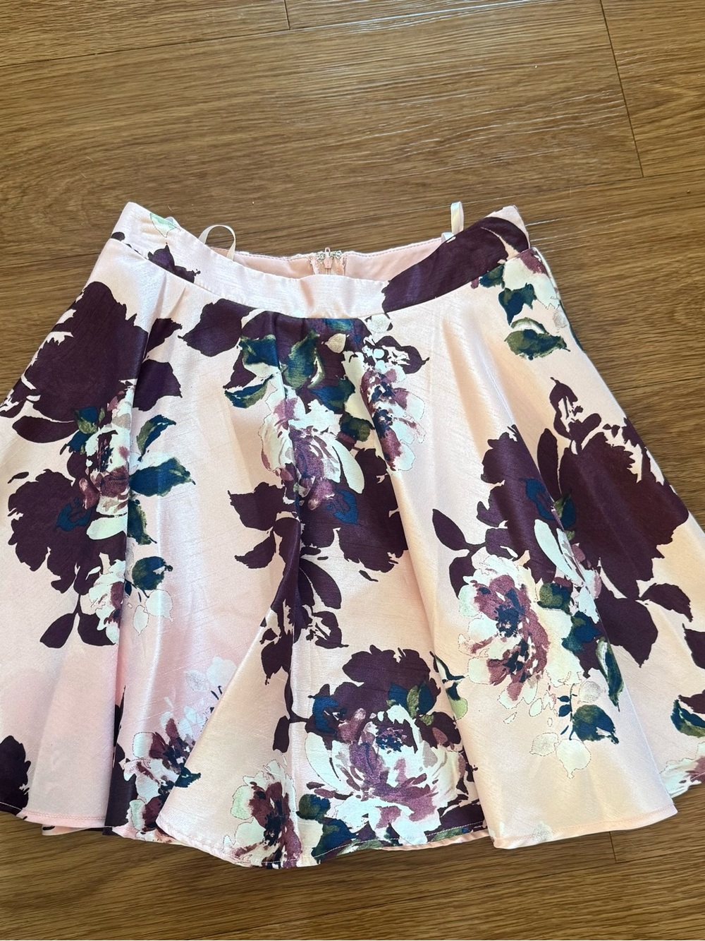 Jodi Kristopher Pink Skater Skirt with Plum Floral Print size 3